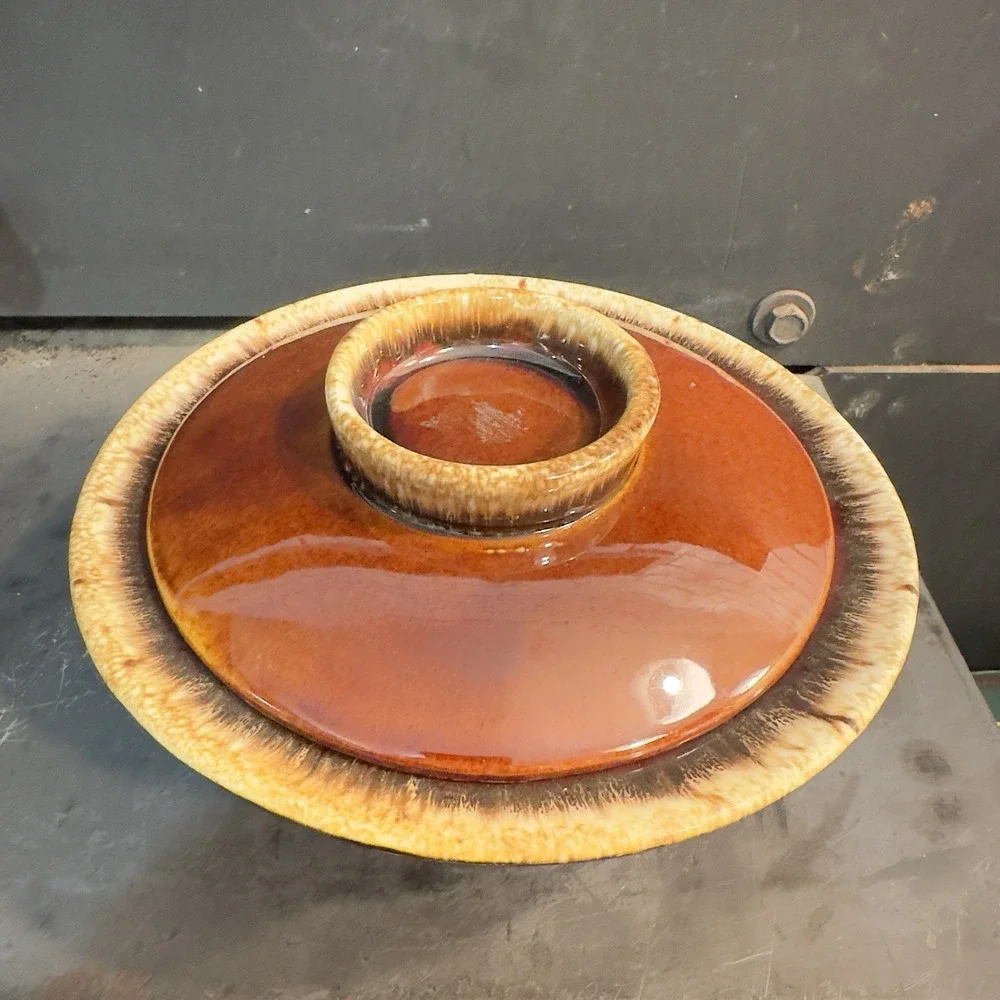 Hull‎ Oven Proof USA Glossy Brown Drip Pottery Round 4 cup 8